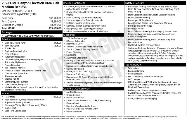 Used 2023 GMC Canyon Elevation RWD image 2