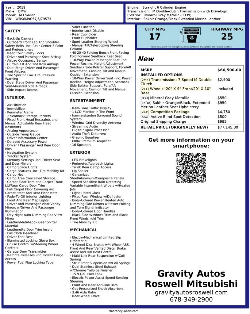 Used 2018 BMW M3 image 3