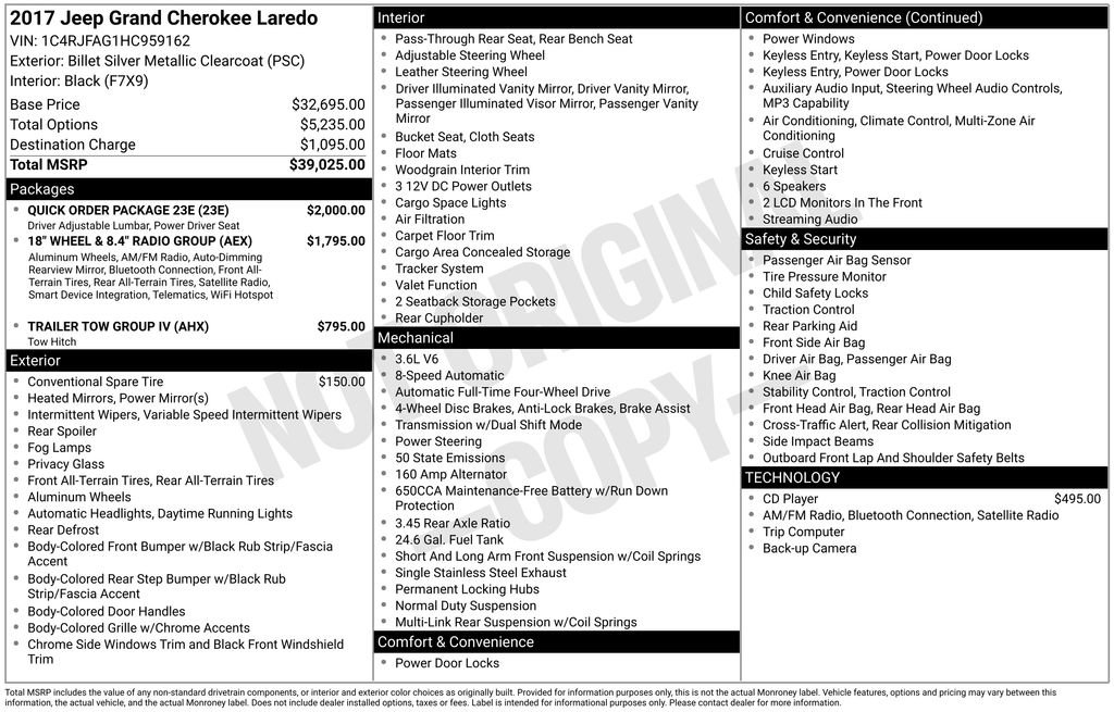 Used 2017 Jeep Grand Cherokee Laredo w/ Quick Order Package 23E image 15