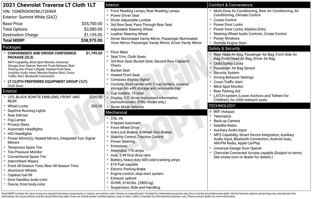 Used 2021 Chevrolet Traverse LT FWD image 31