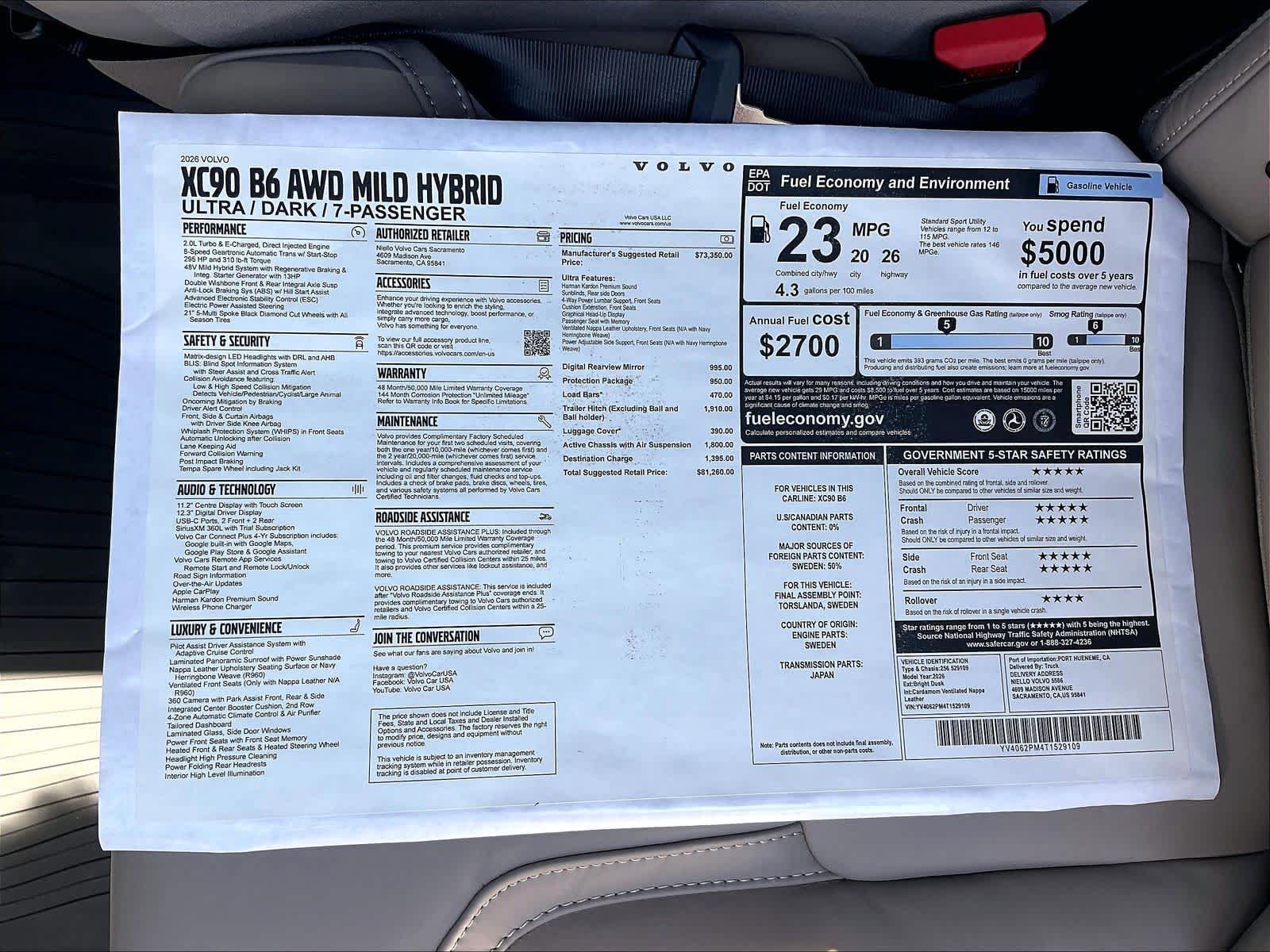 New 2026 Volvo XC90 B6 Ultra AWD/4WD image 37