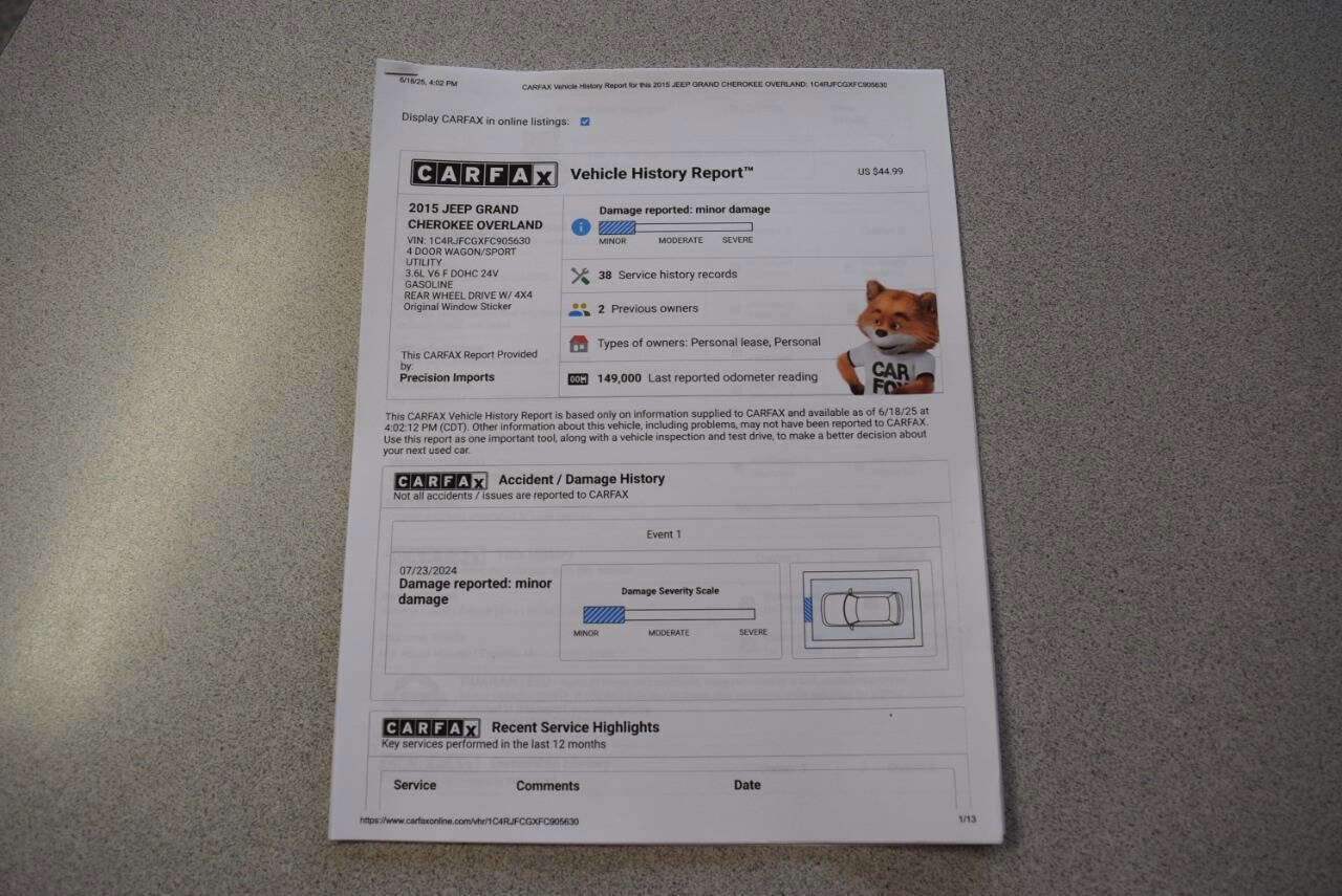 Used 2015 Jeep Grand Cherokee Overland image 62