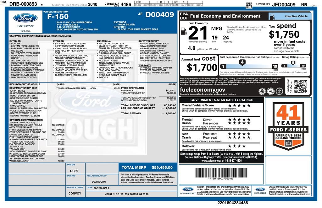 Used 2018 Ford F150 Lariat w/ Equipment Group 502A Luxury image 3