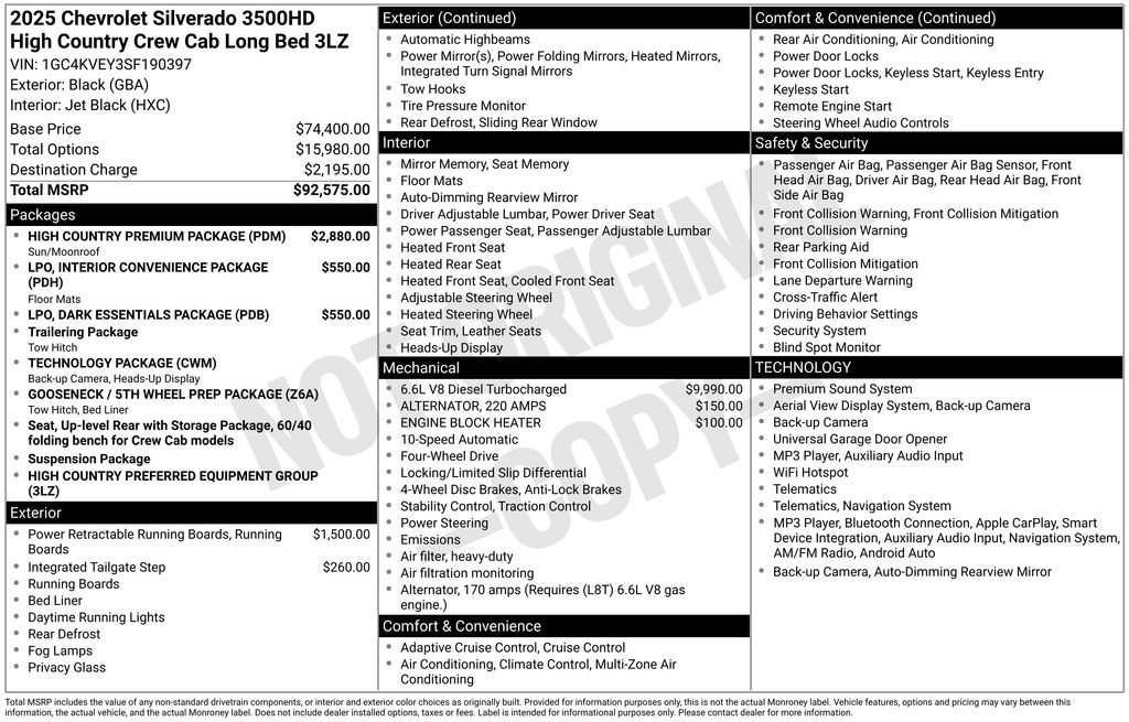 Used 2025 Chevrolet Silverado 3500 High Country w/ High Country Premium Package AWD/4WD image 3