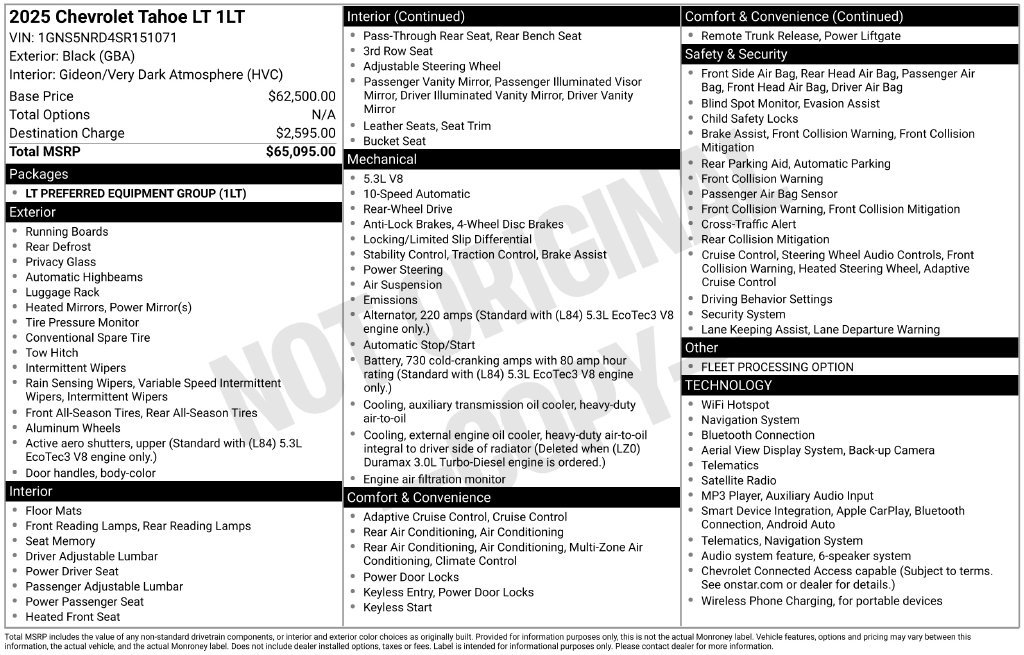 Used 2025 Chevrolet Tahoe LT RWD image 8