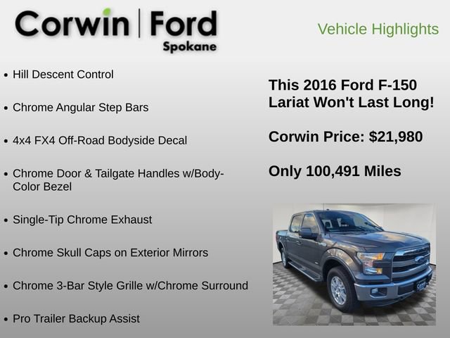Used 2016 Ford F150 Lariat w/ Equipment Group 501A Mid image 24