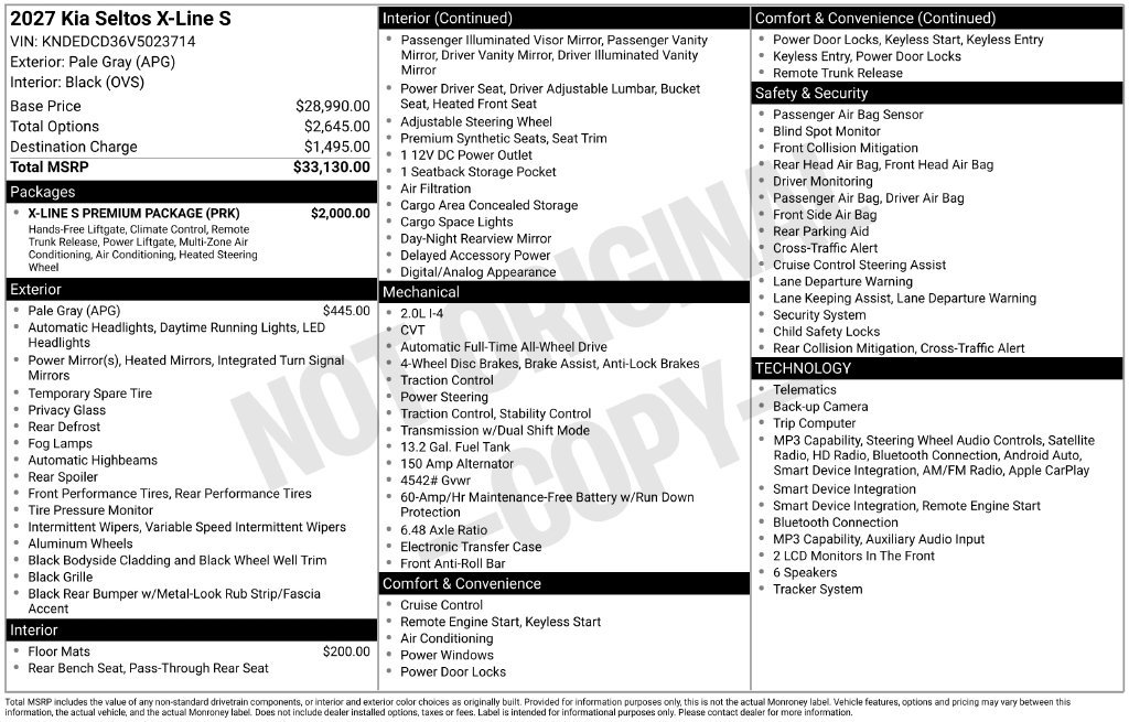 New 2027 Kia Seltos X-Line S w/ X-Line S Premium Package AWD/4WD image 27