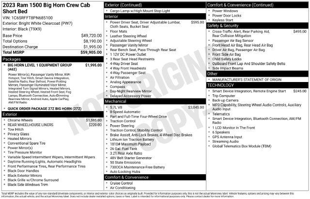 Certified 2023 RAM 1500 Big Horn AWD/4WD image 36