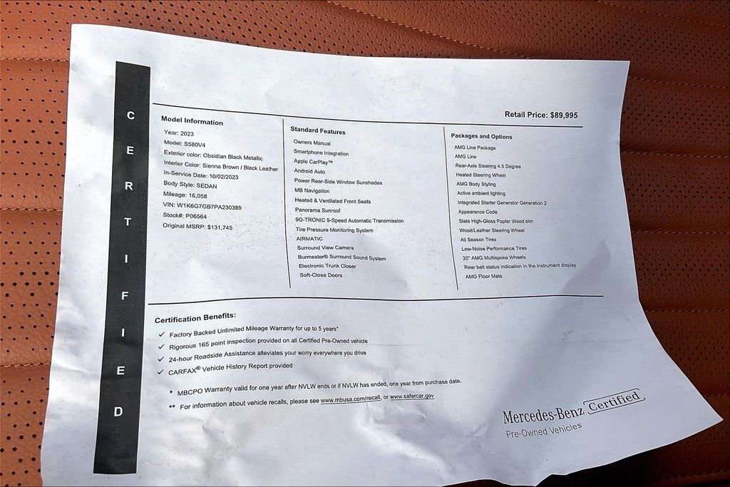 Certified 2023 Mercedes-Benz S 580 4MATIC Sedan image 22