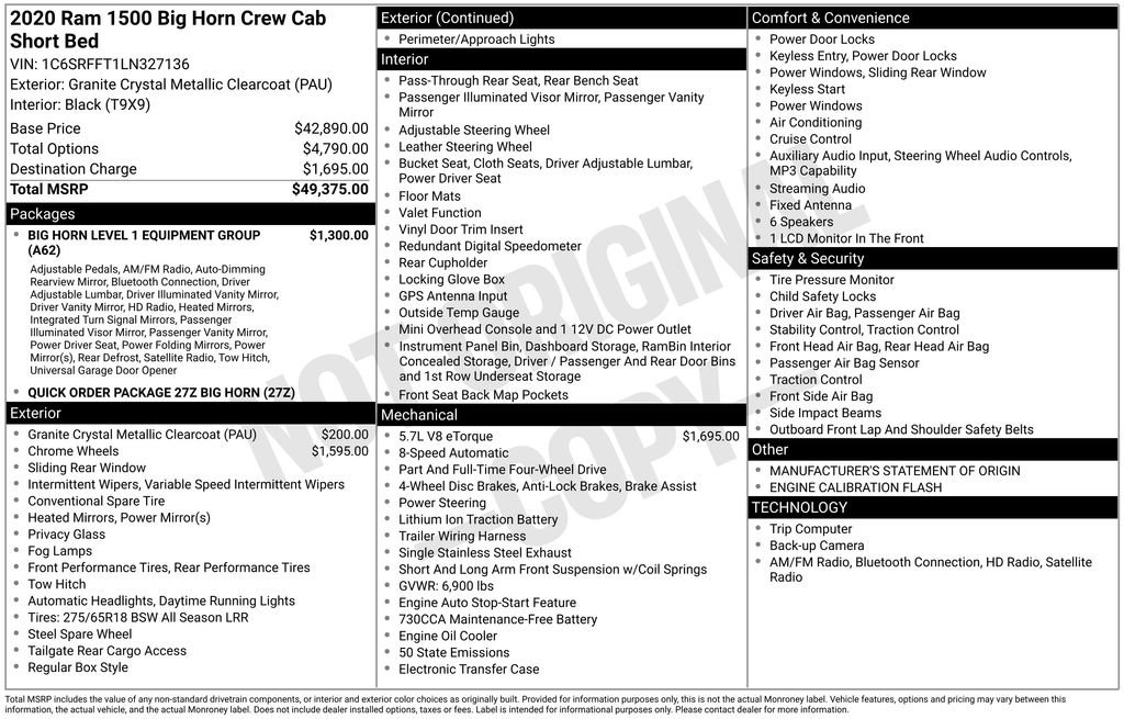 Certified 2020 RAM 1500 Big Horn AWD/4WD image 3