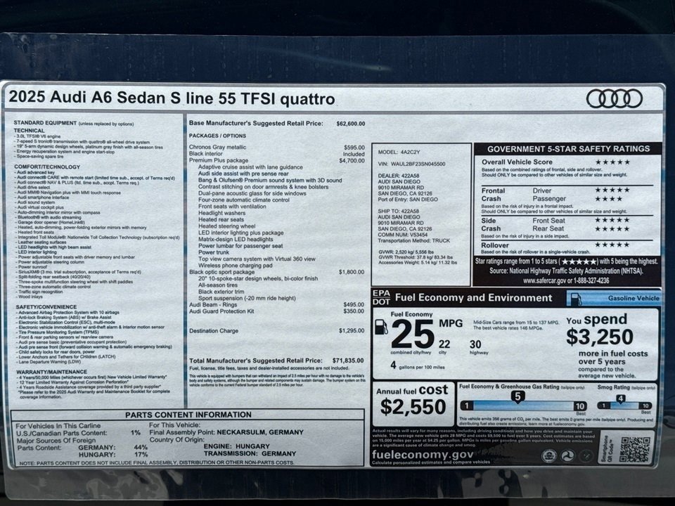 New 2025 Audi A6 Premium Plus image 21