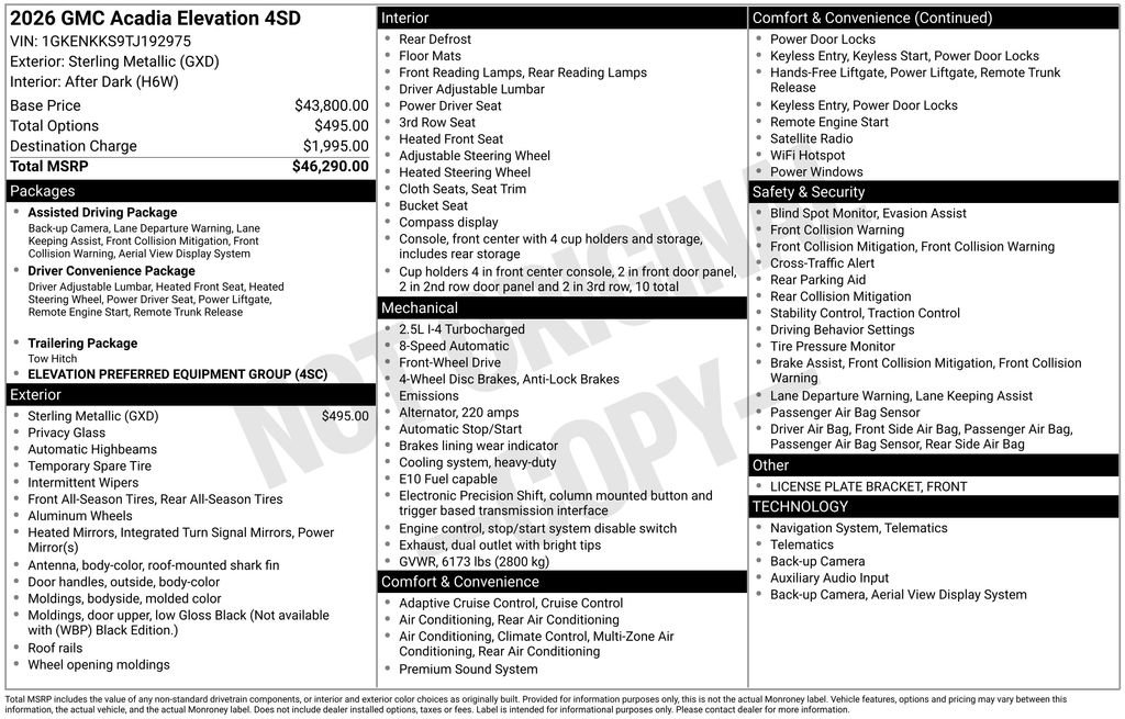 New 2026 GMC Acadia Elevation image 26