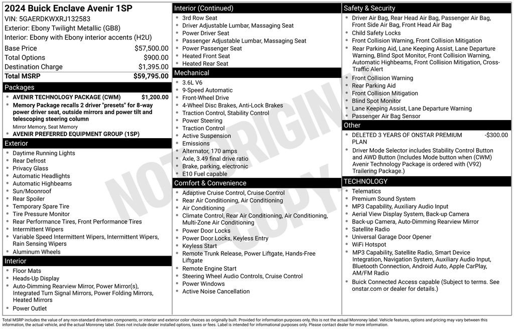 Used 2024 Buick Enclave Avenir w/ Avenir Technology Package FWD image 4