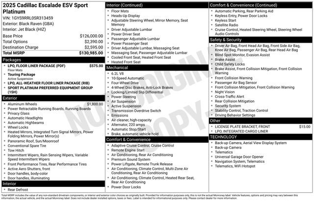 Certified 2025 Cadillac Escalade ESV Sport Platinum w/ LPO, Floor Liner Package image 31