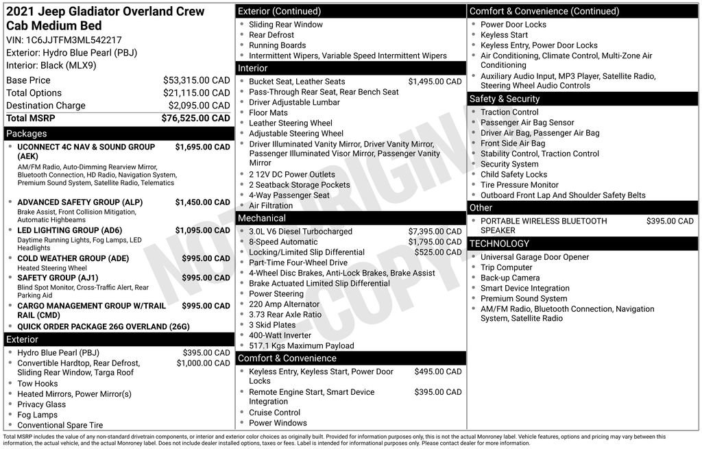 Used 2021 Jeep Gladiator Overland w/ Uconnect 4C Nav & Sound Group image 46