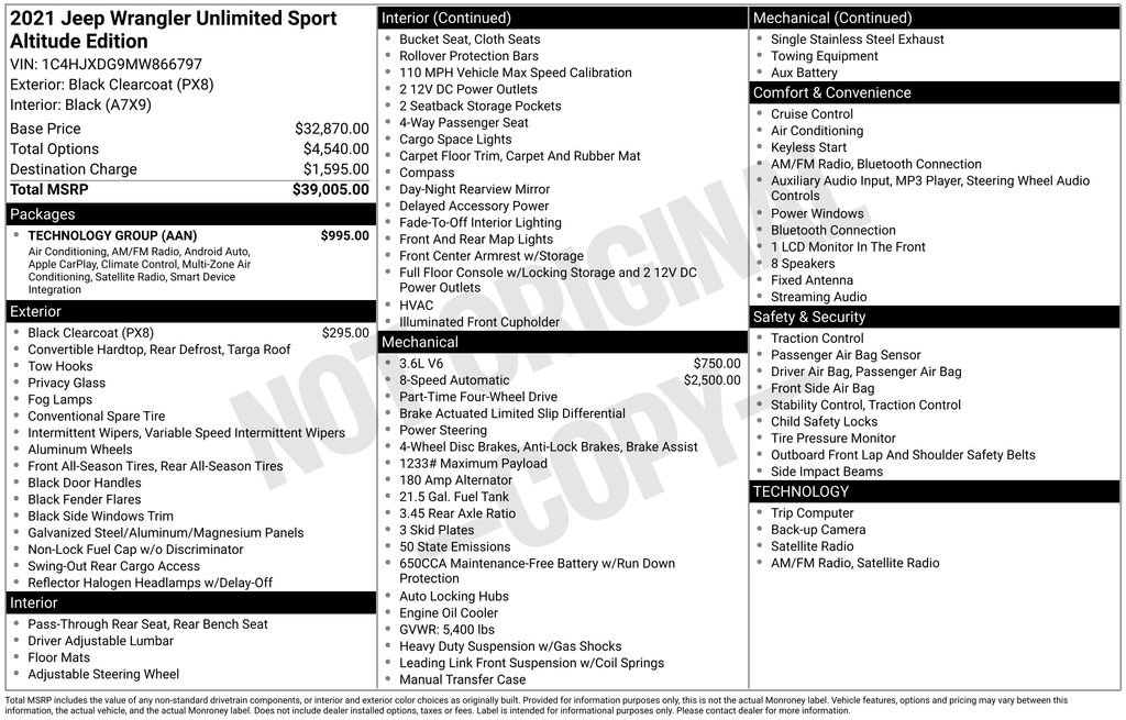 Used 2021 Jeep Wrangler Unlimited Sport w/ Technology Group image 30