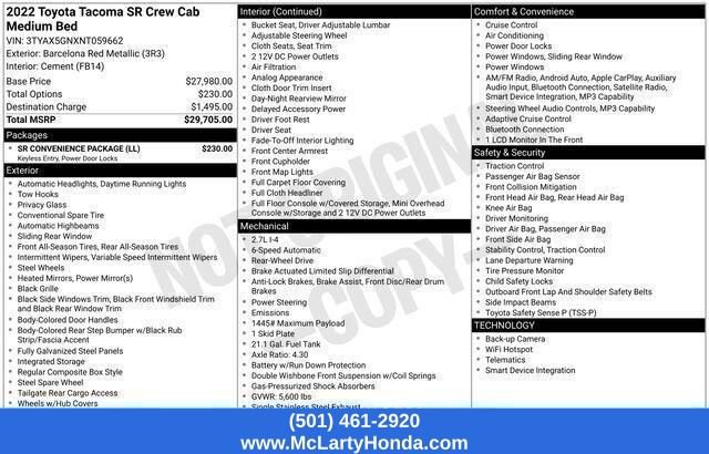 Used 2022 Toyota Tacoma SR w/ SR Convenience Package RWD image 18
