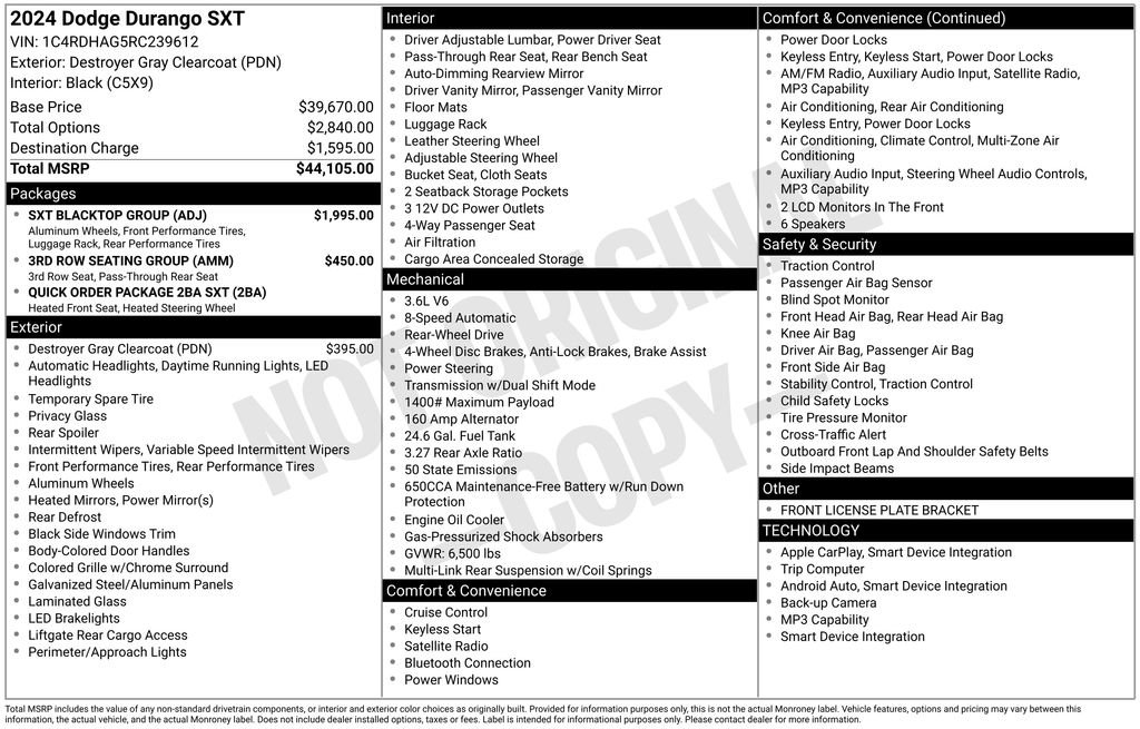 Used 2024 Dodge Durango SXT w/ SXT Blacktop Group image 7