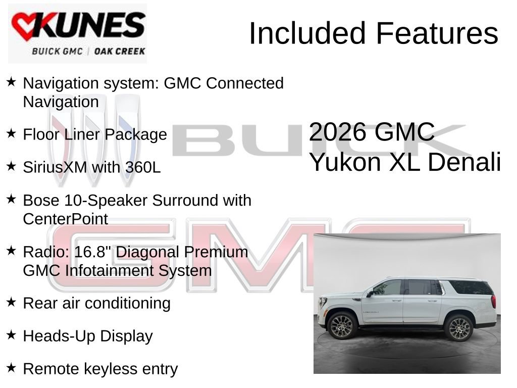 New 2026 GMC Yukon XL Denali w/ LPO, Floor Liner Package AWD/4WD image 2