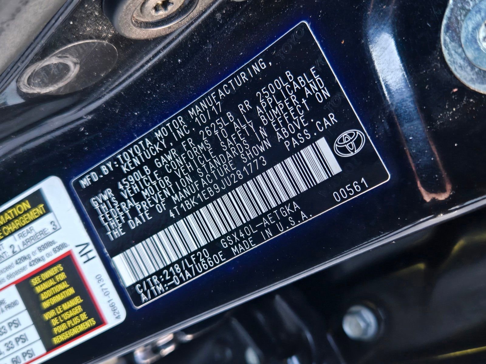 Certified 2018 Toyota Avalon XLE Plus w/ Carpet Mat Package image 29