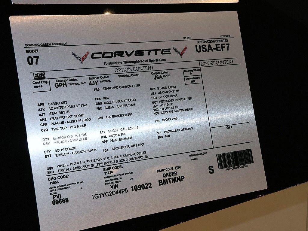 Used 2023 Chevrolet Corvette Stingray Premium Cpe w/ Z51 Performance Package image 68