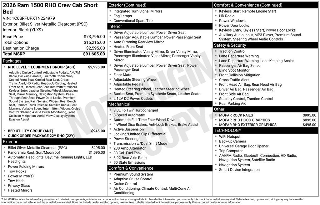New 2026 RAM 1500 RHO w/ RHO Level 1 Equipment Group image 15