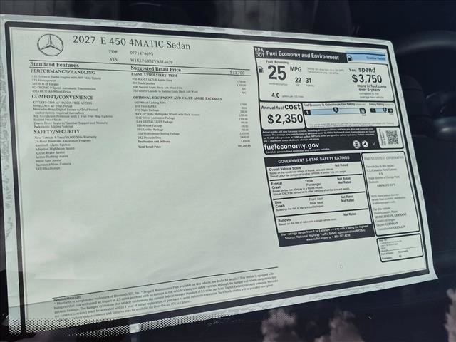 New 2027 Mercedes-Benz E 450 4MATIC Sedan image 16