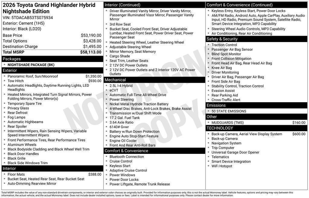 New 2026 Toyota Grand Highlander Nightshade Edition image 33