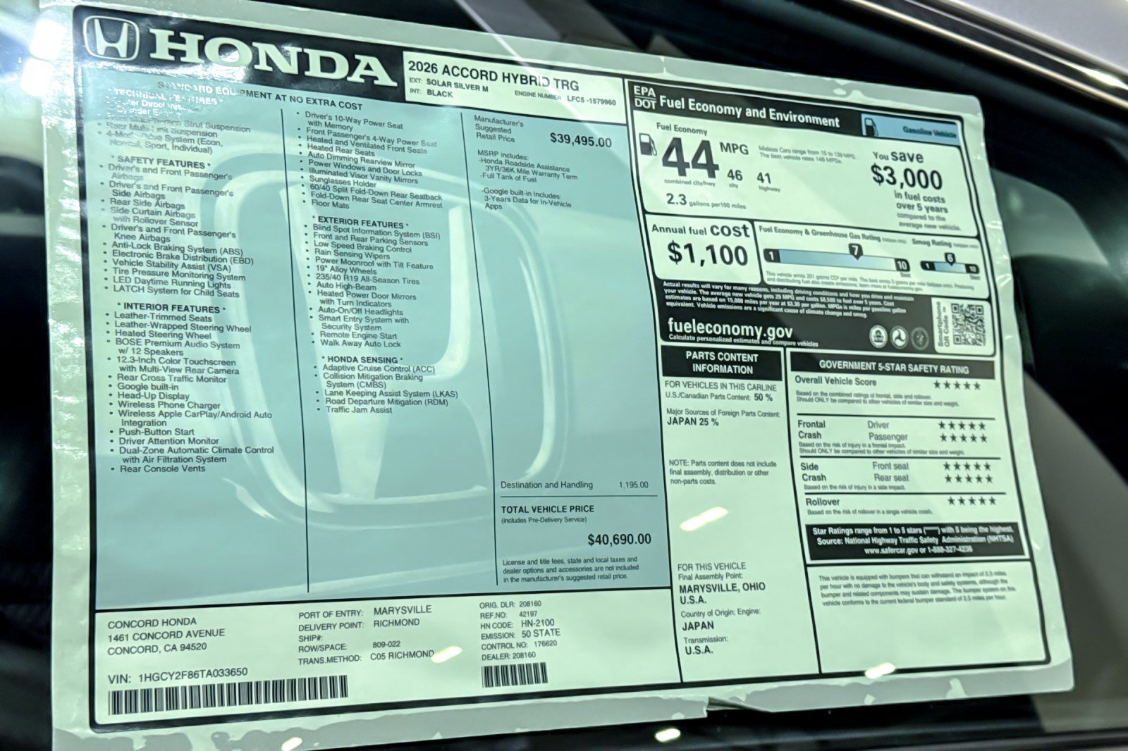 New 2026 Honda Accord Touring image 30