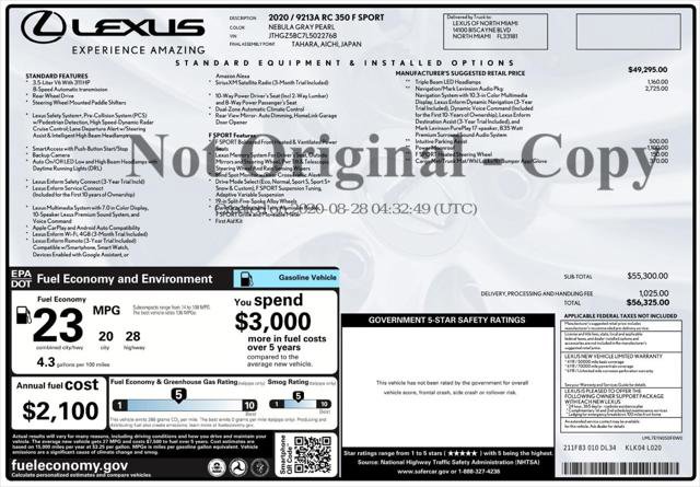 Used 2020 Lexus RC 350 F Sport w/ Accessory Package 2 image 4