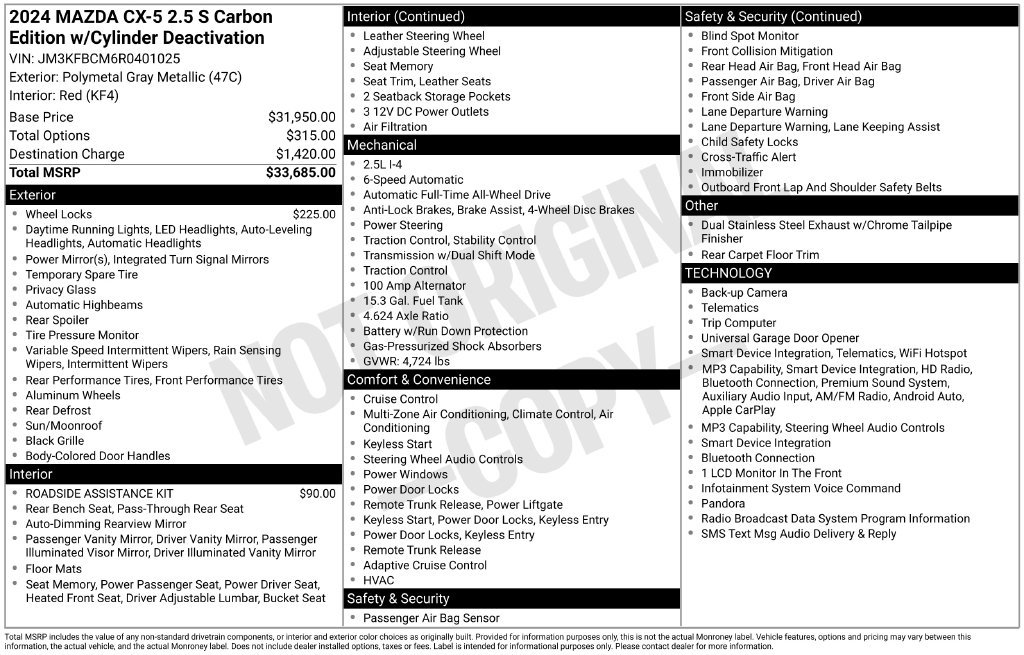 Used 2024 MAZDA CX-5 Carbon Edition AWD/4WD image 2