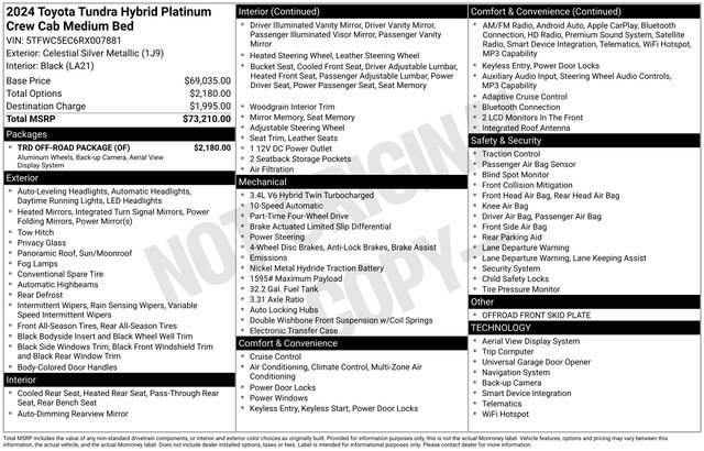 Used 2024 Toyota Tundra Platinum w/ TRD Off-Road Package AWD/4WD image 28