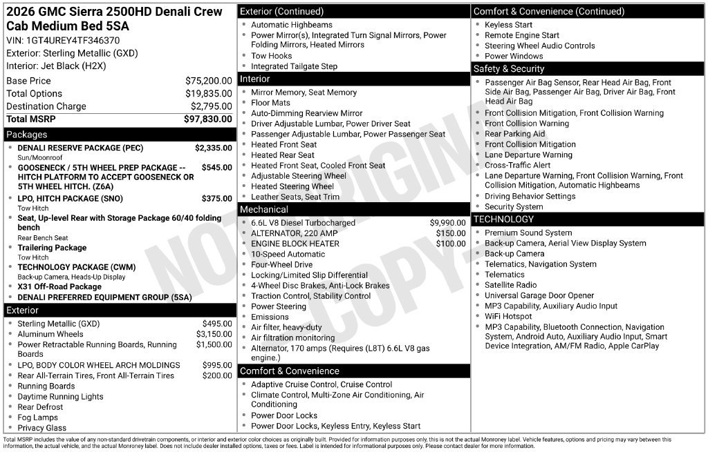 New 2026 GMC Sierra 2500 Denali w/ Denali Reserve Package AWD/4WD image 26