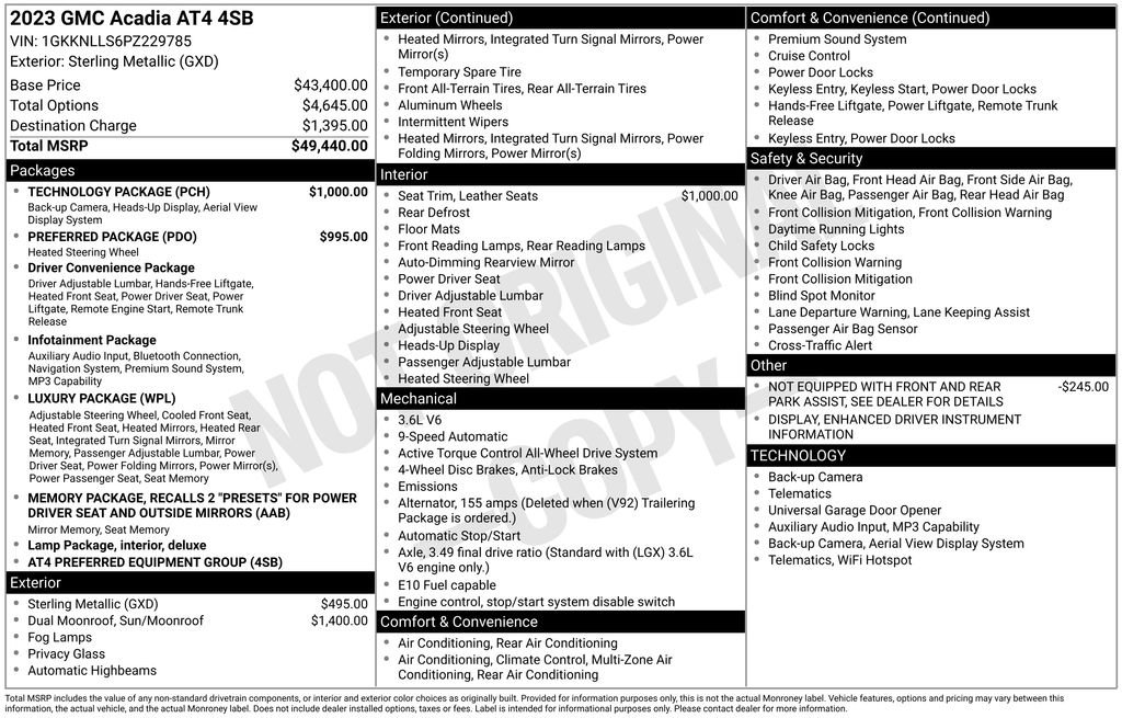 Used 2023 GMC Acadia AT4 w/ Technology Package AWD/4WD image 49