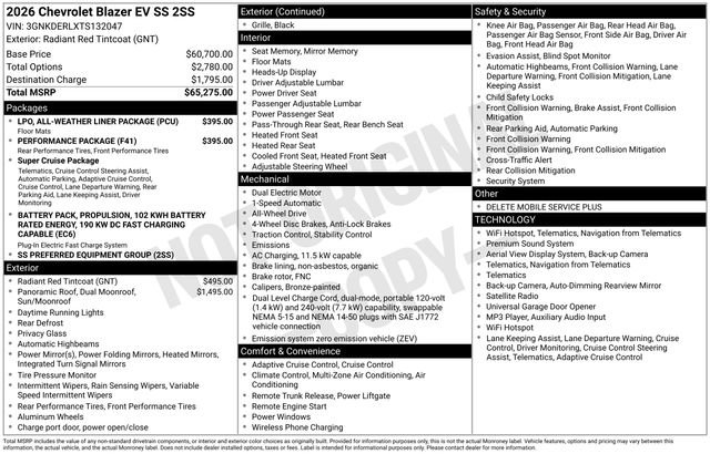 New 2026 Chevrolet Blazer EV SS w/ Performance Package AWD/4WD image 38