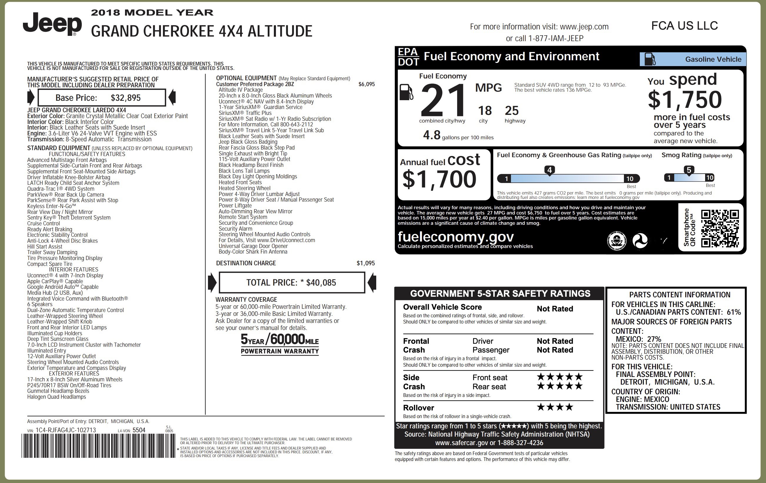 Used 2018 Jeep Grand Cherokee Altitude image 3