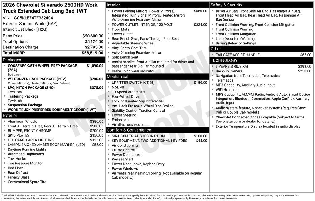New 2026 Chevrolet Silverado 2500 W/T AWD/4WD image 29