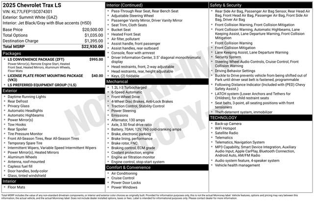Used 2025 Chevrolet Trax LS w/ LS Convenience Package FWD image 33
