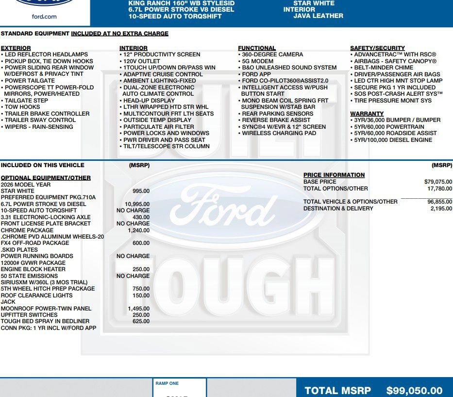 Used 2026 Ford F350 King Ranch w/ Chrome Package AWD/4WD image 2