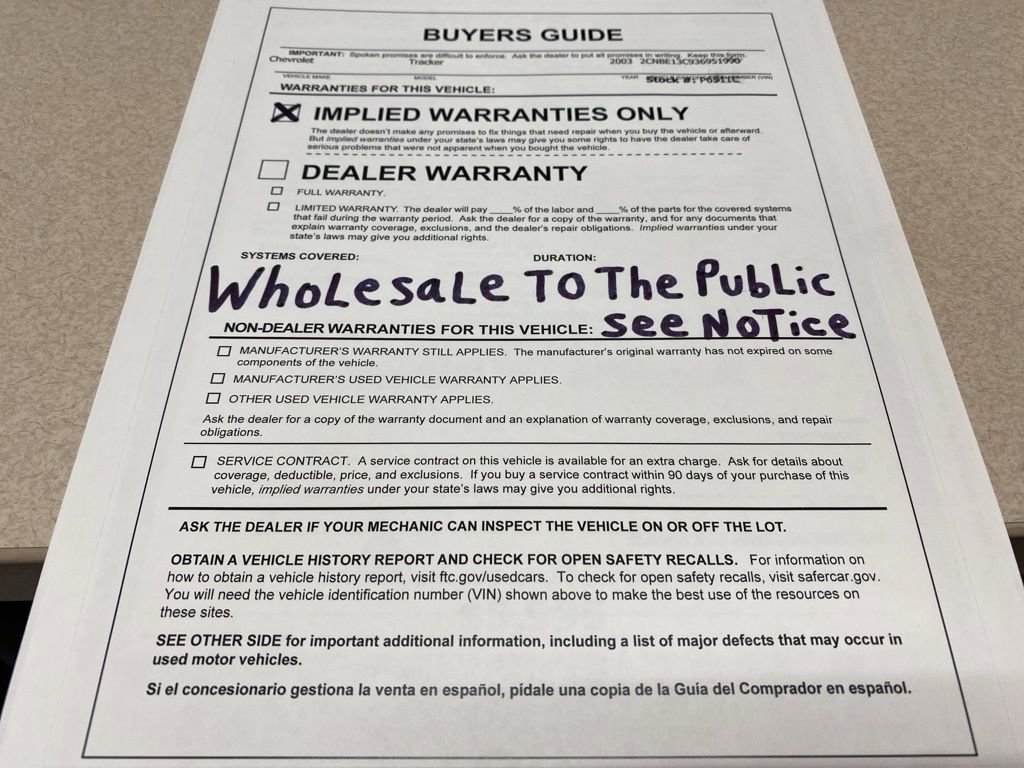 Used 2003 Chevrolet Tracker 2WD image 23