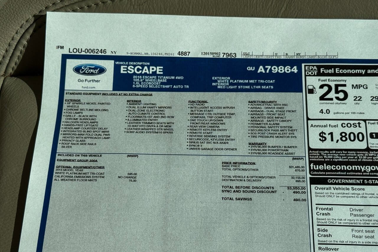 Used 2016 Ford Escape Titanium AWD/4WD image 37