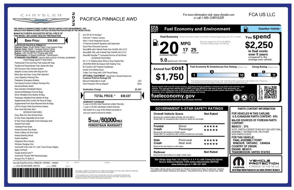 Used 2022 Chrysler Pacifica Pinnacle image 2