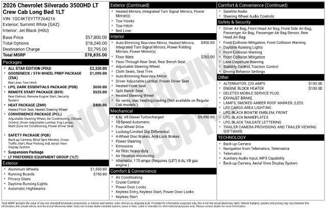 New 2026 Chevrolet Silverado 3500 LT w/ All Star Edition AWD/4WD image 4