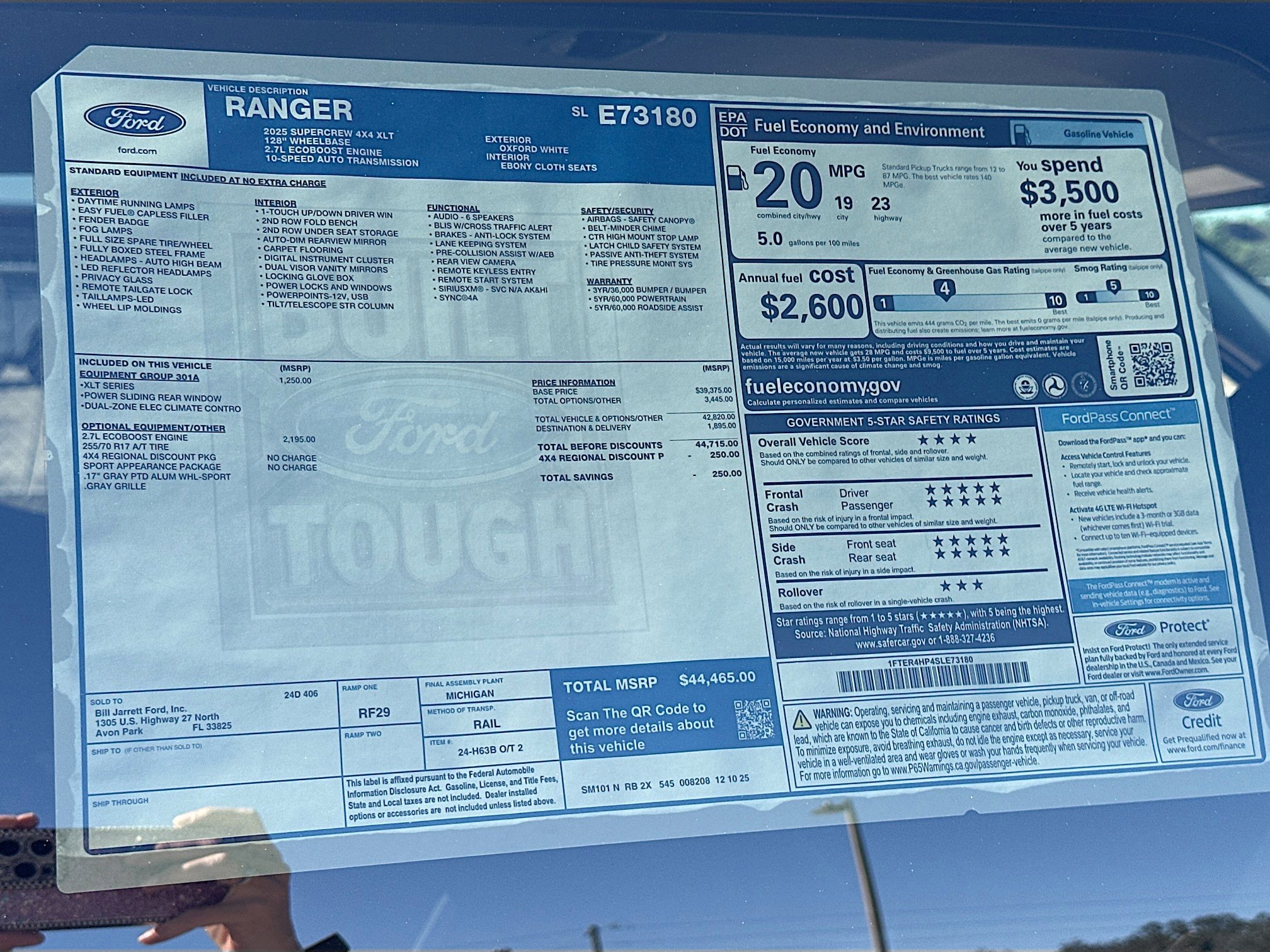 New 2025 Ford Ranger XLT w/ Equipment Group 301A High image 16