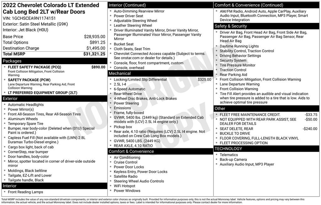 Used 2022 Chevrolet Colorado LT w/ Fleet Safety Package image 2