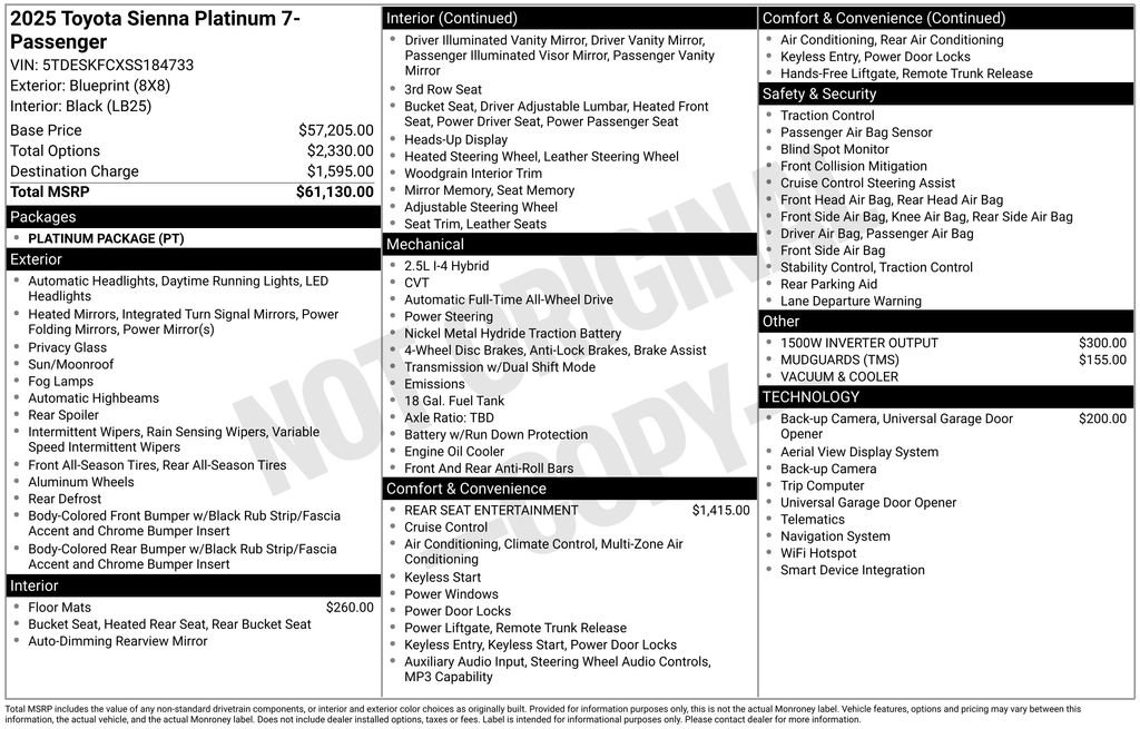 Used 2025 Toyota Sienna Platinum AWD/4WD image 4