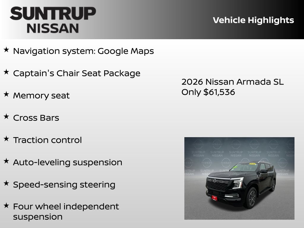 New 2026 Nissan Armada SL w/ Captain's Chari Seat Package AWD/4WD image 8