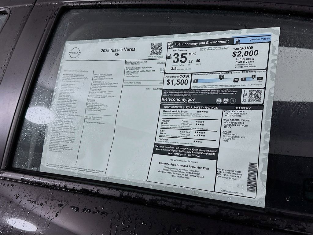 New 2025 Nissan Versa SV w/ Trunk Package image 13