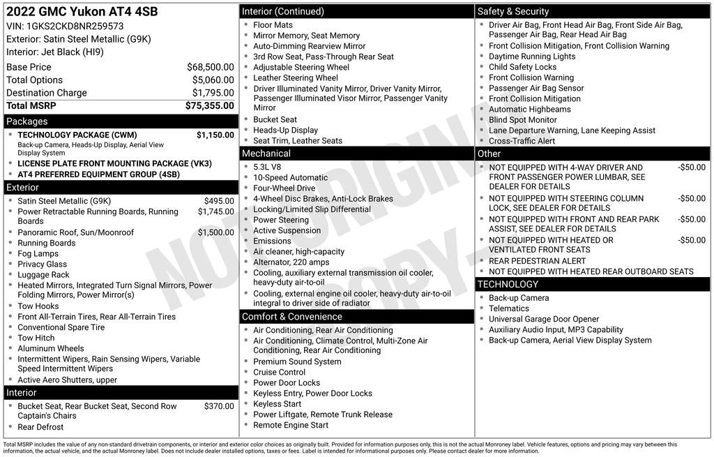 Used 2022 GMC Yukon AT4 w/ Technology Package AWD/4WD image 45