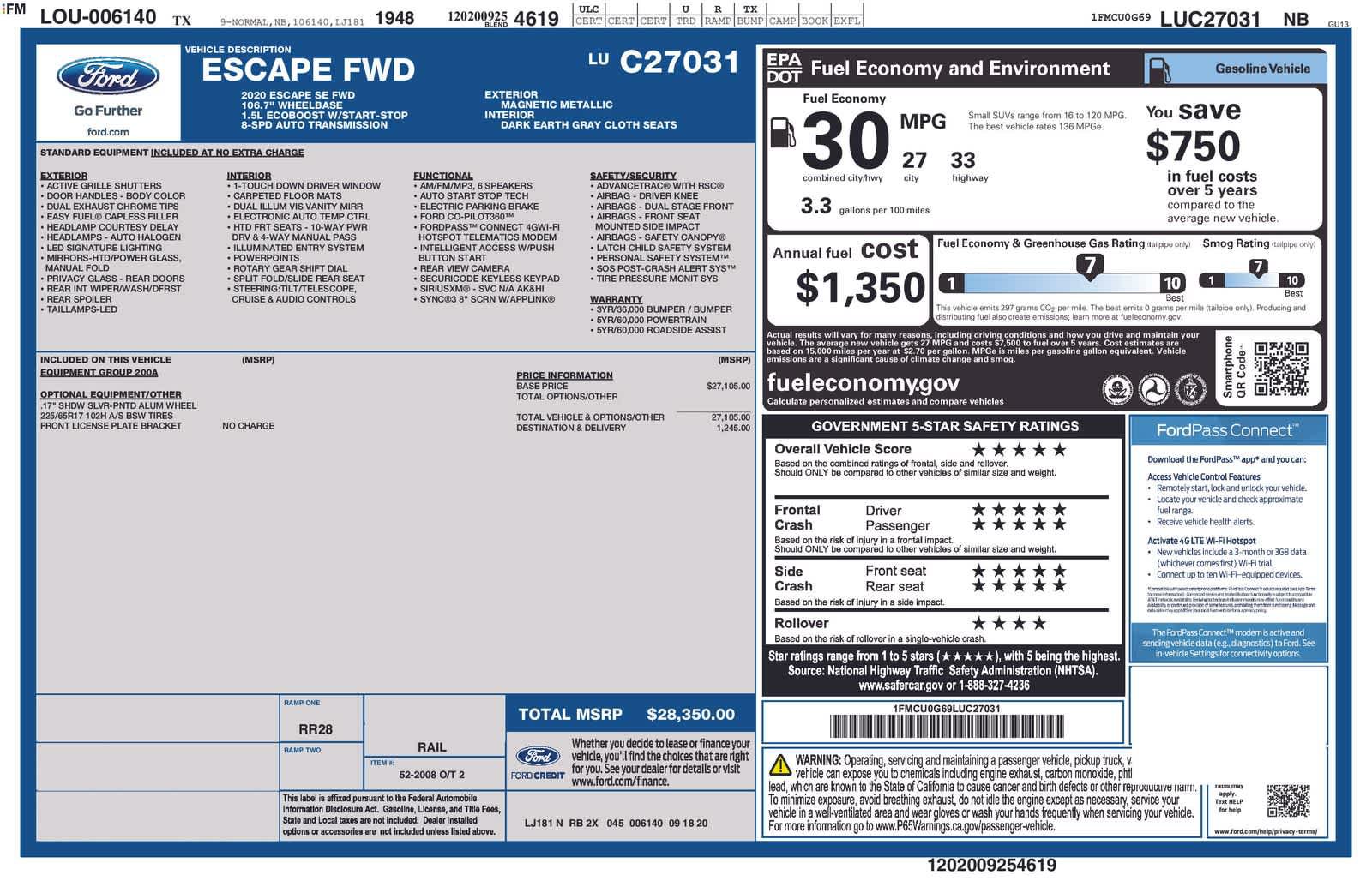 Used 2020 Ford Escape SE FWD image 33